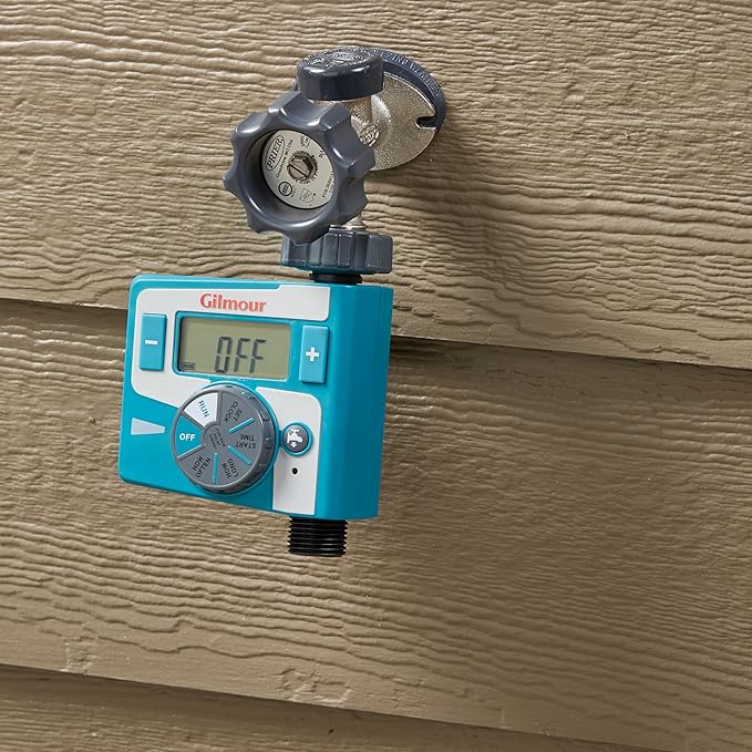 Gilmour Single Outlet Electronic Water Timer for Garden Hose, Irrigation Timer for Sprinklers and Drip Lines, Blue
