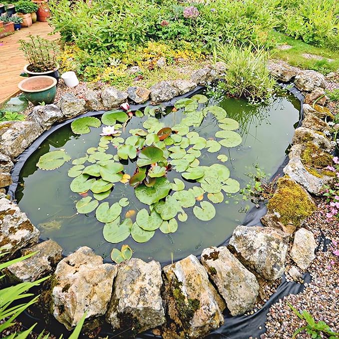 10 x 10 FT Pond Liner, 20 Mil Fish Pond HDPE Liner, Pond Liners for Outdoor Ponds, Koi Ponds, Garden Fountain, Waterfall