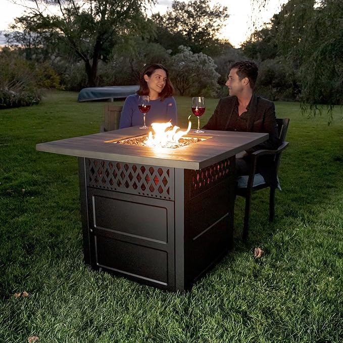 DualHeat by Endless Summer, The Harris, 38" Square Propane Gas Outdoor Fire Pit/Patio Heater