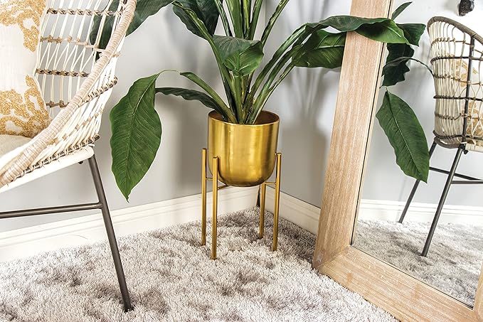 Deco 79 Metal Deep Recessed Dome Planter, Set of 3 24", 20", 16" H, Gold & CosmoLiving by Cosmopolitan Metal Indoor Outdoor Dome Planter with Removable Stand, Set of 2 19", 22" H, Gold
