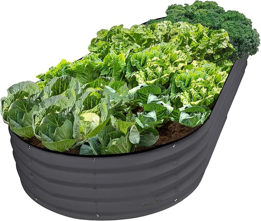 Galvanized Raised Garden Beds Outdoor // 8×4×1 ft Planter Raised Beds for Gardening, Vegetables, Flowers // Large Metal Garden Box // Patented Tool-Free Design (Gray)