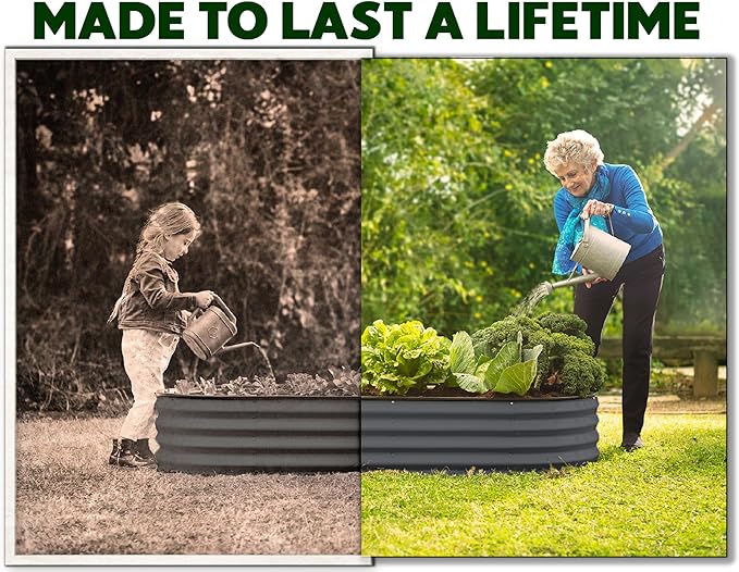 Galvanized Raised Garden Beds Outdoor // 6×3×1 ft Planter Raised Beds for Gardening, Vegetables, Flowers // Large Metal Garden Box // Patented Tool-Free Design (Dark Gray)