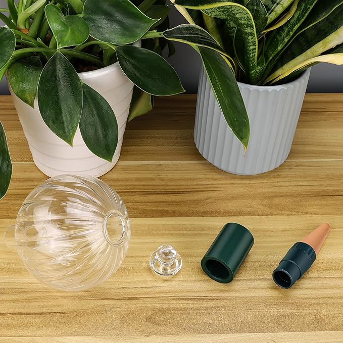 23 oz Extra Large Plant Watering Globes Top Fill, Clear Glass Water Bulbs with Terracotta Spikes Stake, Vacation Slow Release Self Watering Planter Insert, Automatic Drip Device, 1 Pack