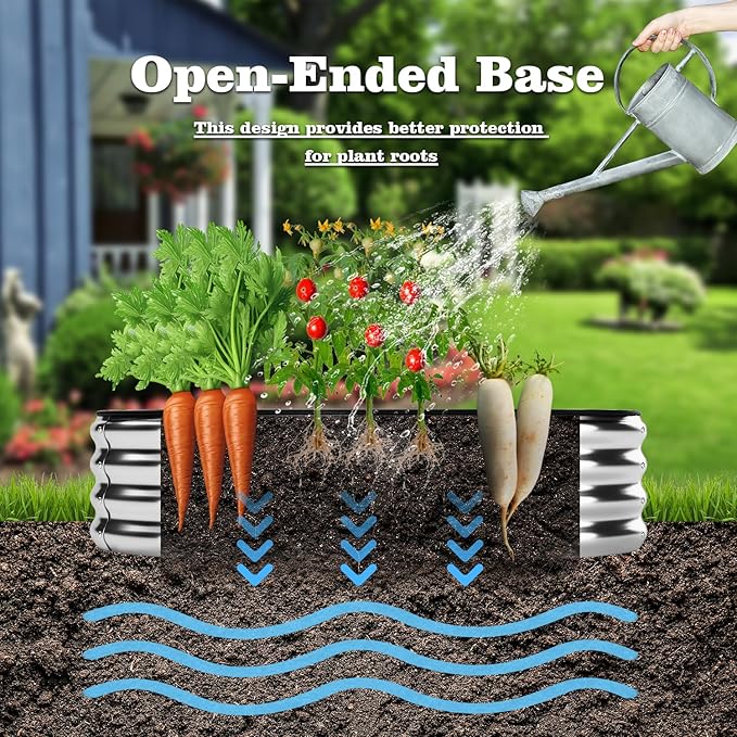 Galvanized Metal Planter Raised Garden Bed Kit for Gardening Outdoor，4x2x1ft Planter Grow Garden Box Raised Flower Bed