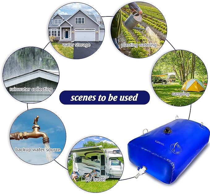 150Gal Portable Water Storage Bladder, Foldable Large Capacity Container Water Tank, Agricultural Irrigation, Camping, Firefighting, Outdoor Household Water