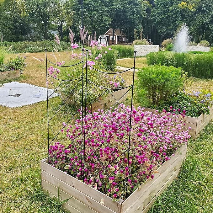 45.3" H x 15" W Metal Garden Trellis for Climbing Plants, Black Iron Trellis for Vines Plant Rose Vegetable Support,Large Decorative Outdoor Trellis，2 Pack