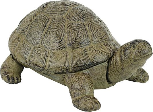 Design Toscano Aesop's Turtle Ornament Garden Tortoise Animal Statue, 10 Inches Wide, Cast Iron, Verdigris Finish