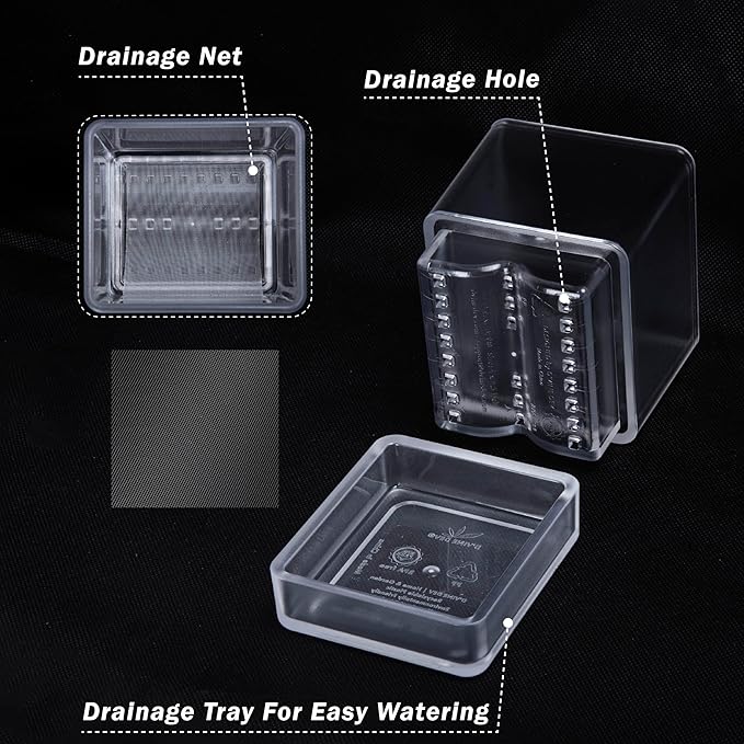 4 Inch Herb Planter Pot, Plastic Planter with Drainage Holes and Saucer, Modern Decorative Gardening Pot for Indoor Plants, Flowers, Herbs, Succulents, Clear, Set of 2, 76-Y-D-2