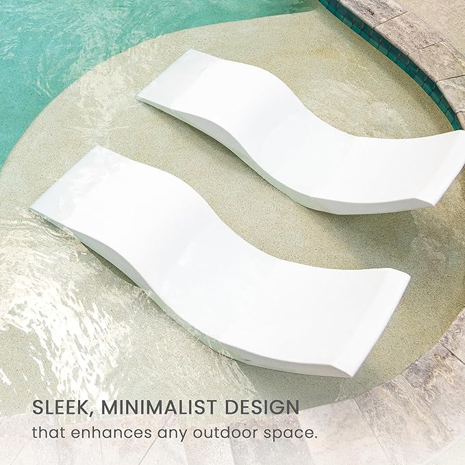 Aqua Outdoors - in-Pool Chaise Lounger - Inside Pool & Sun Shelf Lounge Chair - Designed for Water Depths Up to 9” - Compatible with All Types - Poolside & Sun Deck Tanning - White Granite