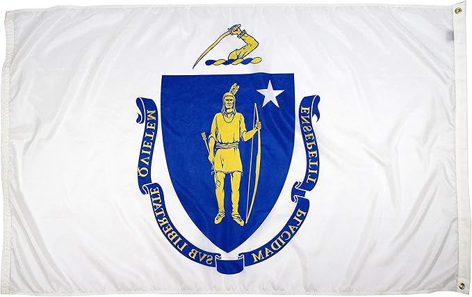 FlagSource Massachusetts Nylon State Flag, Made in the USA, 5x8'
