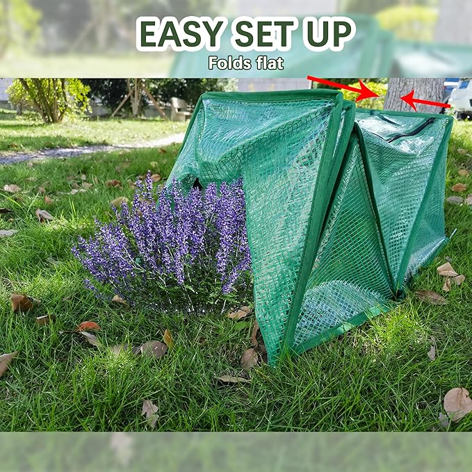 47.2" *14.6" *13.4" Foldable Garden Row Accelerator Plants Cover for Raised Garden Bed, Mini Greenhouse Cover with Two Air Hole and Breathable Mesh, Frost Cover for Plant Vegetable Seedling Protector
