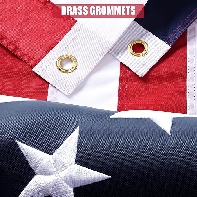 American Flag 20x30 Ft, Outdoor Premium US Flags, Heavy Duty Durable, 420D Oxford Nylon, Embroidered Stars, Brass Grommets