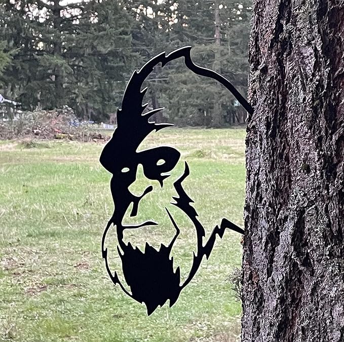Agriism 12" x 8" Inches Metal Wall Art Statues/Bigfoot Peeking/Sasquatch/Big Foot/Garden Stake/Tree Stake/Garden Art/Backyard Decor Perfect for Mother's Day/Father's Day