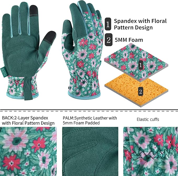 Gardening Gloves for Women and Men, Garden Gloves with Touch Screen, Thorn Proof Puncture Resistant Working Gloves, Gardening Gifts for Women, Size Medium