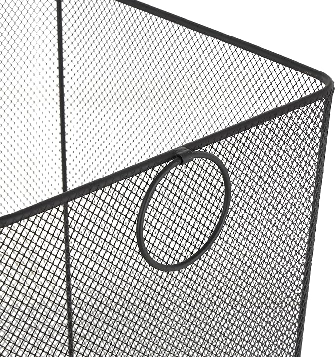Deco 79 Metal Storage Basket Square Mesh Wire Rolling Laundry with Ring Handles, 17" x 16" x 24", Black