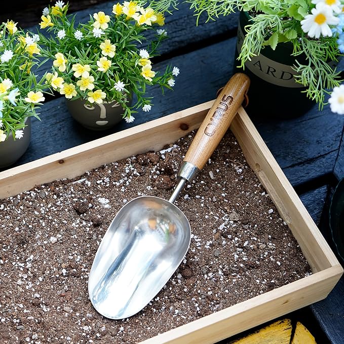 CYRUS Garden Trowel, 13" Stainless Steel Garden Shovel, Compact Garden Spade for Garden Plant Transplanting, Digging and Weeding