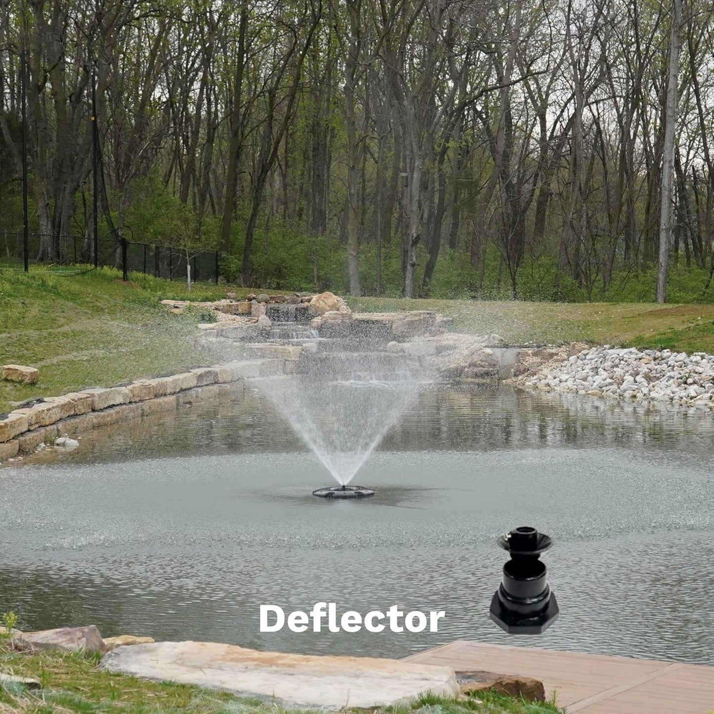 HALF OFF PONDS Floating Fountain – 1.75 HP Pond Aerator, 100' Cord – 14,800 GPH Water Pump – 11 Spray Patterns - Energy-Efficient - Color-Changing LED Lights, Large Ponds, Lakes & Water Gardens