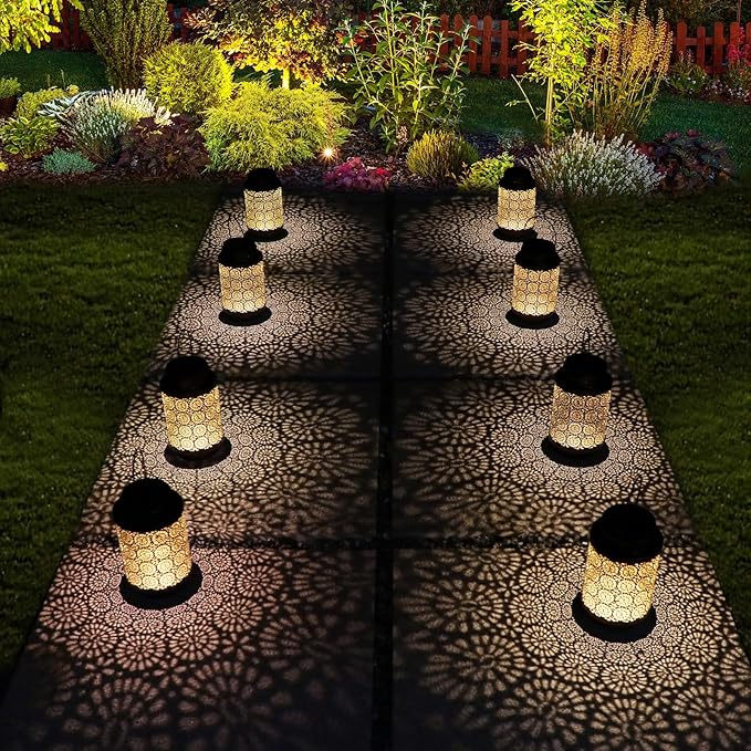 2 Pack Solar Lanterns Outdoor Waterproof, Hanging Led Lantern Garden Decorative, Metal Decorative Garden Lights, Solar Outdoor Lights Decor for Table Patio Garden Yard Pathway, Bronze, T00012