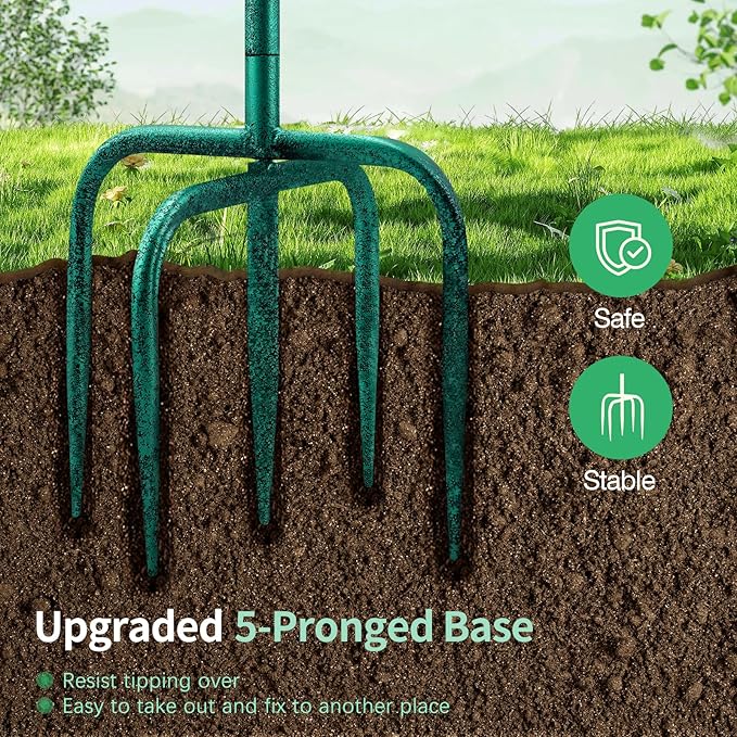 Daoeny 35In Metal Bird Bath for Outside, Vintage Freestanding Birdbaths & Birdfeeder, Bird Baths Feeder Bowl for Outdoors Garden Patio Yard Lawn Decor, Upgraded 5-Pronged Base (Green)