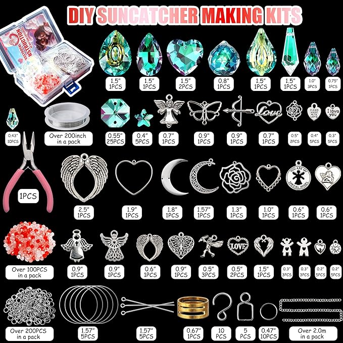 10 Sets DIY Suncatcher Kits 500PCS Valentine's Day Suncatchers Craft Kits Heart Suncatcher Ornaments DIY Sun Catchers Kit for Adults Valentine's Day Home Wedding Garden Decor Favors Gift (Love shape)