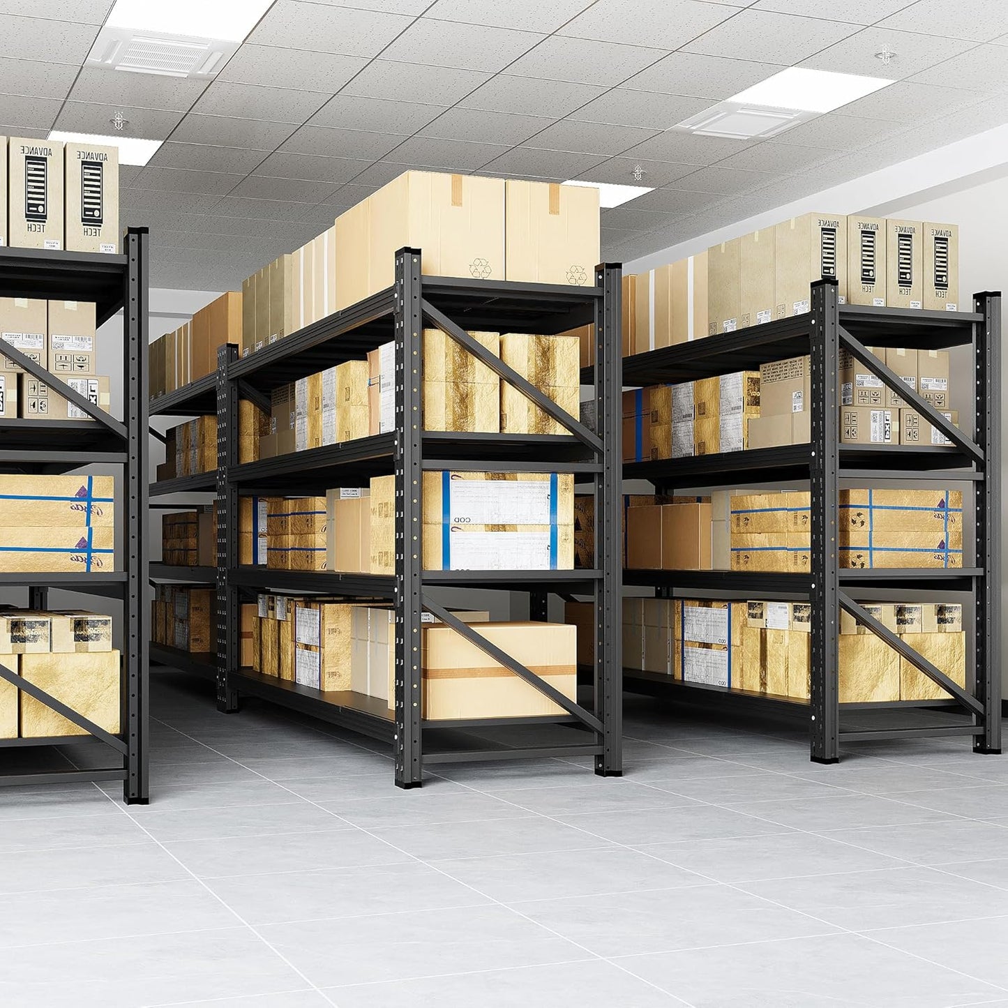 5000LBS Storage Shelves, 71" W Heavy Duty Garage Shelving Unit, Adjustable Industrial Shelving, 4 Tier Metal Shelving for Garage, Supermarket, Warehouse, 71" W x 24" D x 70" H