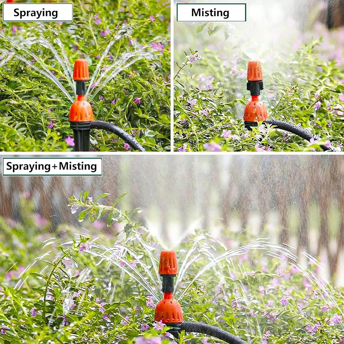 25pcs Drip Irrigation Emitters for 1/4" Irrigation Hose Accessories, Adjustable 360 Degree Water Flow Stake Drippers, Garden Irrigation Drippers for Watering System