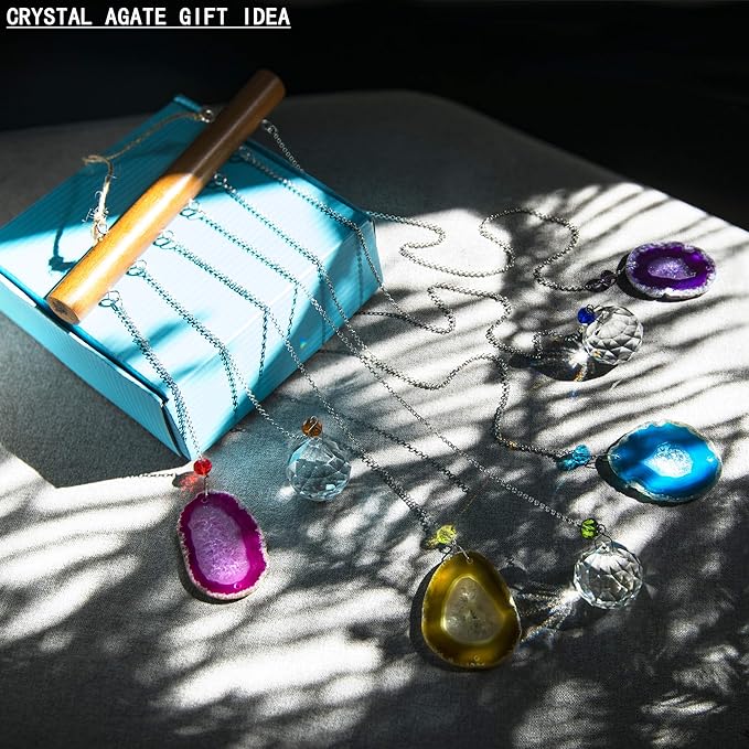Agate Decor Crystal Prism Suncatcher Window Garden Hanging Sun Catchers Rainbow Maker Pendant