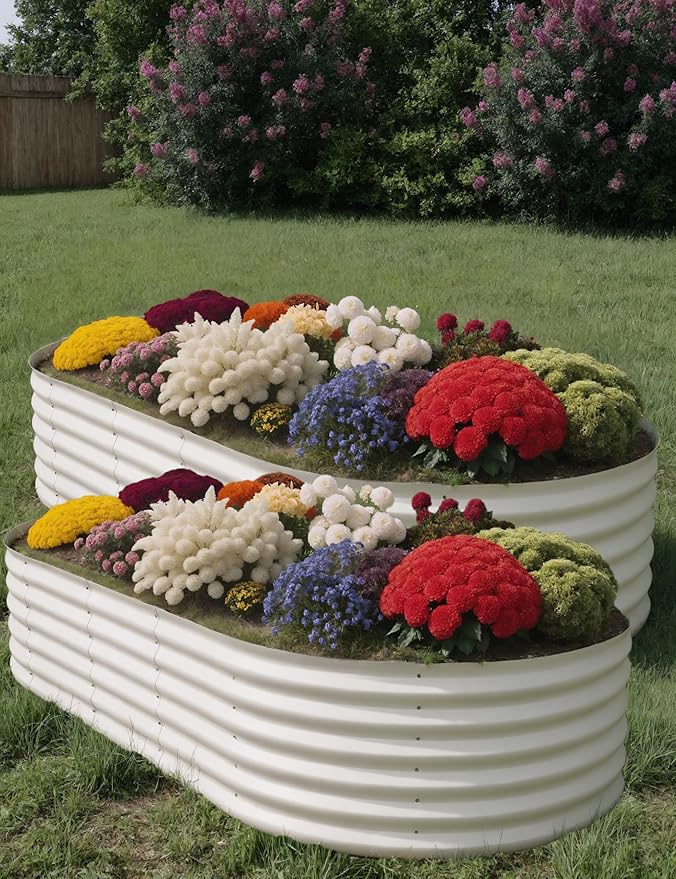 2 Pcs Raised Garden Beds Outdoor 10x4x1.5ft - Galvanized Steel Planter Box for Vegetables, Flowers, Rust-Resistant Garden Box, Easy Assembly Raised Beds, Durable Planters for Outdoor Plants, Beige