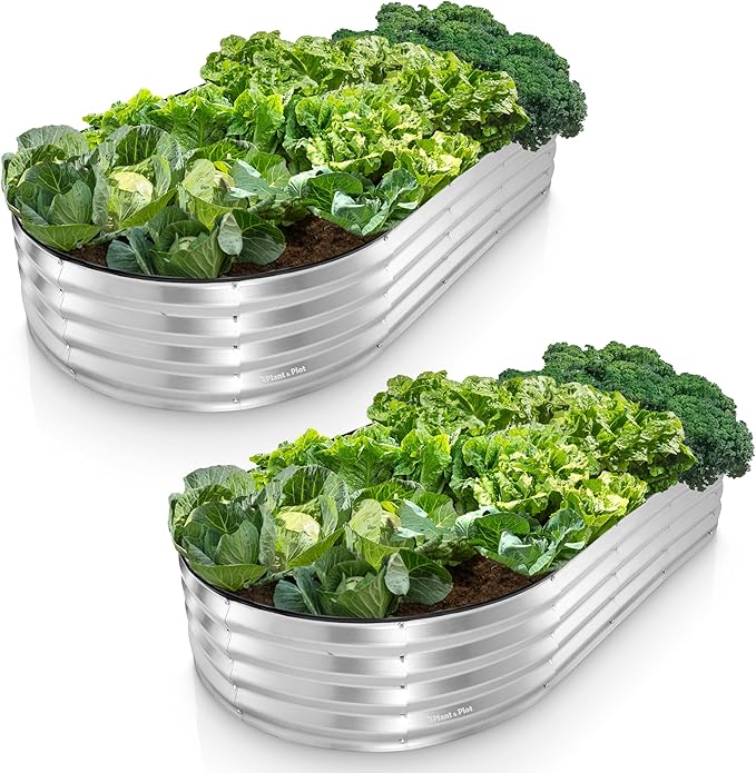 Galvanized Raised Garden Beds Outdoor // 6×3×1 ft (2-Pack) Planter Raised Beds for Gardening, Vegetables, Flowers // Large Metal Garden Box // Patented Tool-Free Design (Silver)