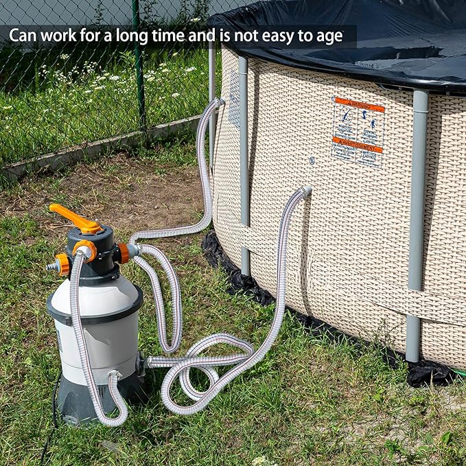 Frienda Heavy Duty Steel Wire Flexible Tubing with Fasteners PVC High Pressure Drain Hose Tube Pond Tubing Clear Wire Reinforced for Pond Bilge Pump Vacuum Suction Hose(10 Ft, 1 Inch Id)