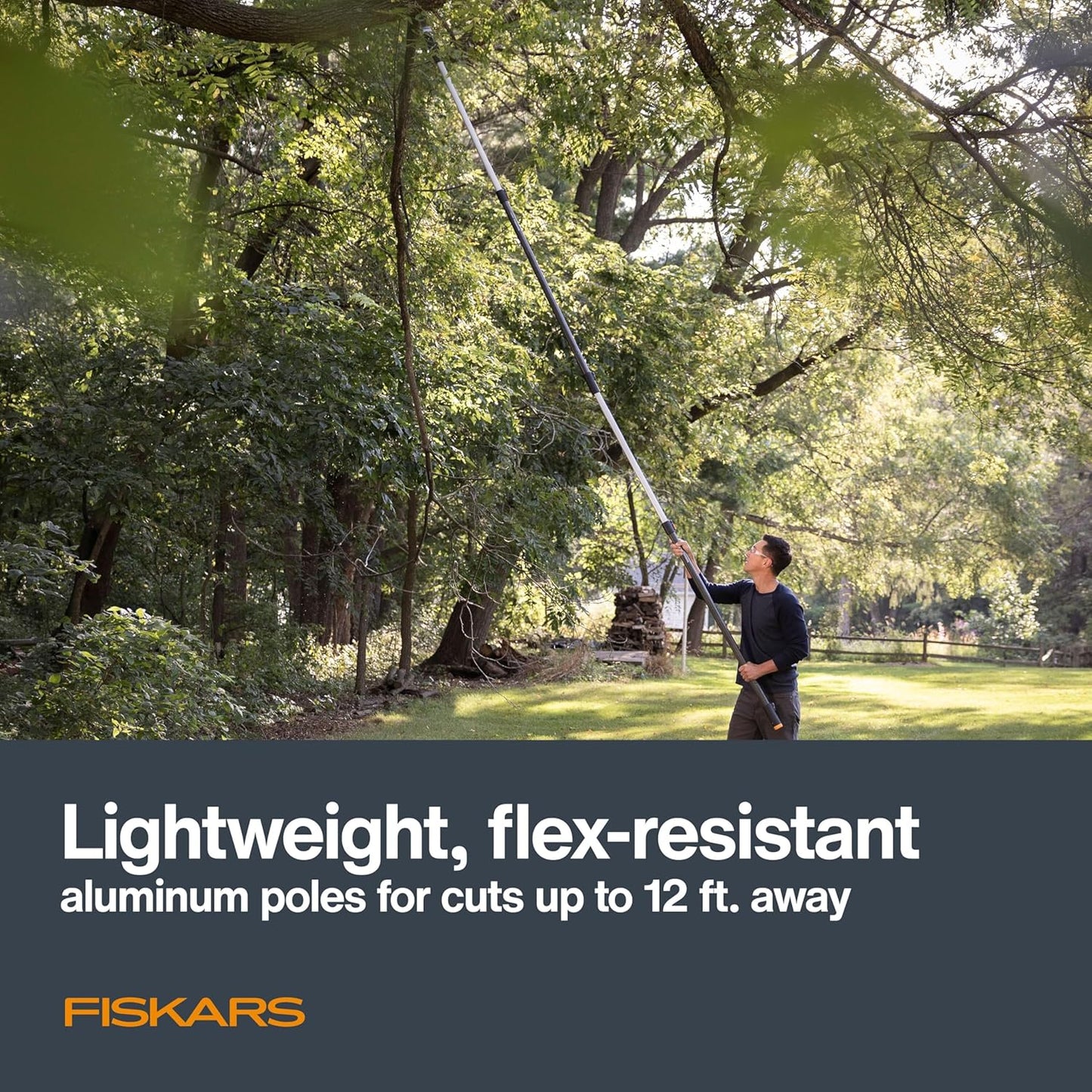 Fiskars XtendControl Extendable Tree Pruner (12 ft), Adjustable Branch Trimmer with 15" X1 Saw, 3-6 ft Extension Poles, and Secure Locking System for Precision Cutting