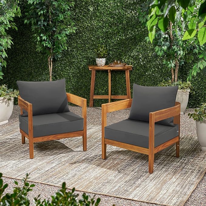 Favoyard Outdoor Seat Cushion Set 22 x 22 Inch Waterproof & Fade Resistant Patio Furniture Cushions with Removable Cover Deep Seat & Back Cushion with Handle and Adjustable Straps for Chair Sofa Couch