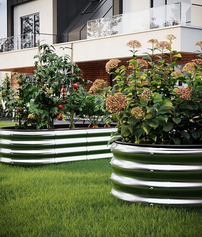 Galvanized Metal Planter Raised Garden Bed Kit for Gardening Outdoor，4x2x1ft Planter Grow Garden Box Raised Flower Bed