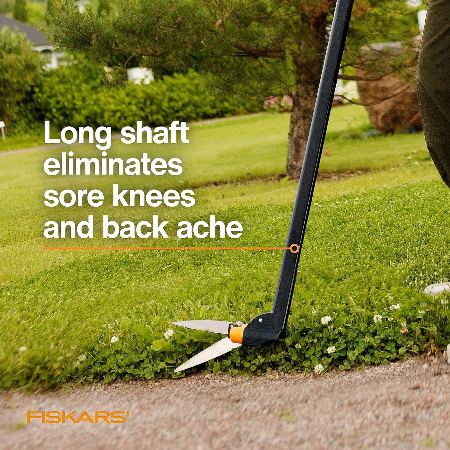 Fiskars Grass Shears, Long Handle, 36" Handle Lawn Shears for Trimming Grass while Standing, Lawn Cutter with 360-Degree Swivel Blade