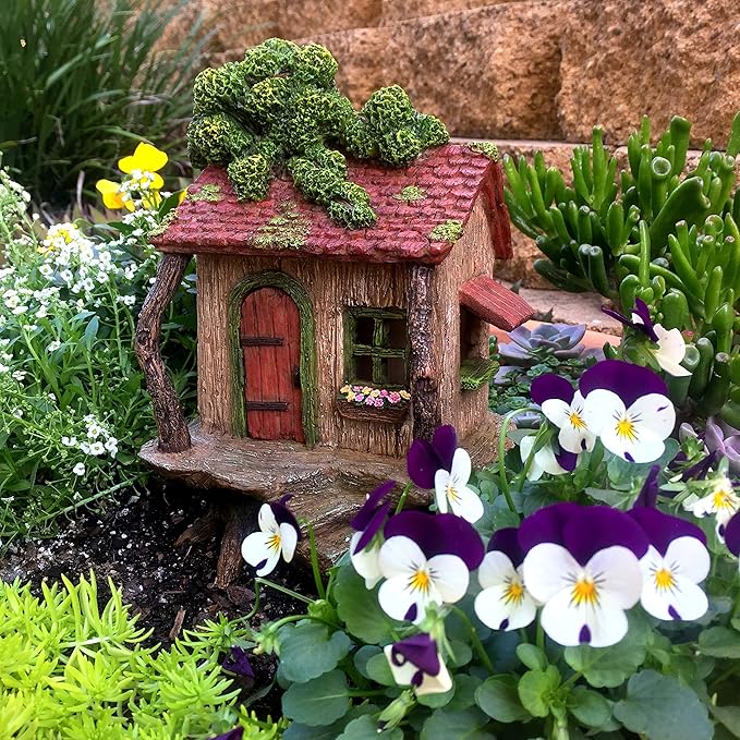 Fairy Garden House – Fairy House for Outside – 9” High with Door That Opens – Sturdy Fairy Garden Building – Lovely Miniature Garden Accessories Supplies